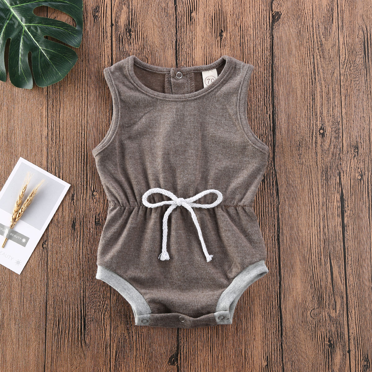 Pudcoco pasgeboren baby jongen meisje kleding effen kleur mouwloos katoenen romper jumpsuit eendelig pak zonnepak kleding: Grijs / 24m