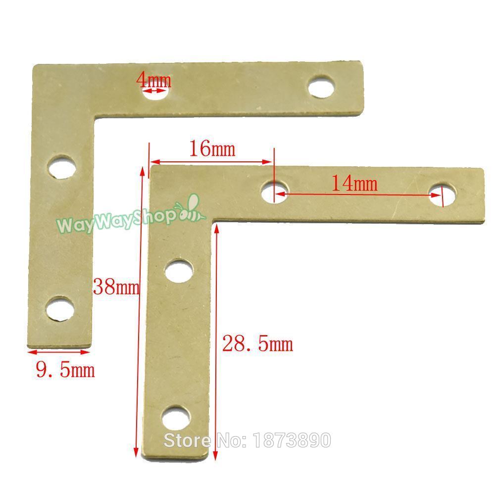 100 PCS Metal Braces L Shape Flat Corner Angle Brackets Use for Mirror Frame Fix Edge Windows Pictures 38mm x 38mm