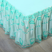 quilted bedspread 100% cotton bedding skirt &amp;fitted sheet two in one Ruffles Jacquacd Bed cover cotton bed set Crown