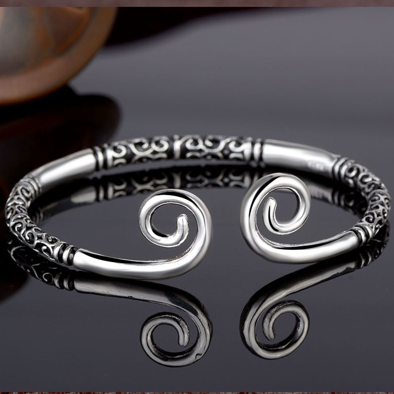 Pulsera de aro dorado para adolescentes, accesorios de estilo tradicional chino, brazalete Vikingo, brazalete para hombres y mujeres
