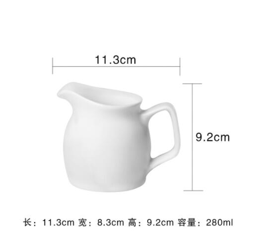 Espresso Cups White Handle Ceramic Condiment Cup Coffee Milk Froth Cup Pull Cup Sauce Cup Western Restaurant Hotel Tableware: 280mlGlossy