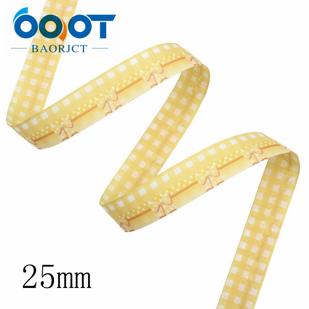 Ooot baorjct i -191227-2834,25mm 10 yards dubbelsidiga geometriska galler rosettband, rosett, kläder, festpyssel dekorationer: I -191227-2835