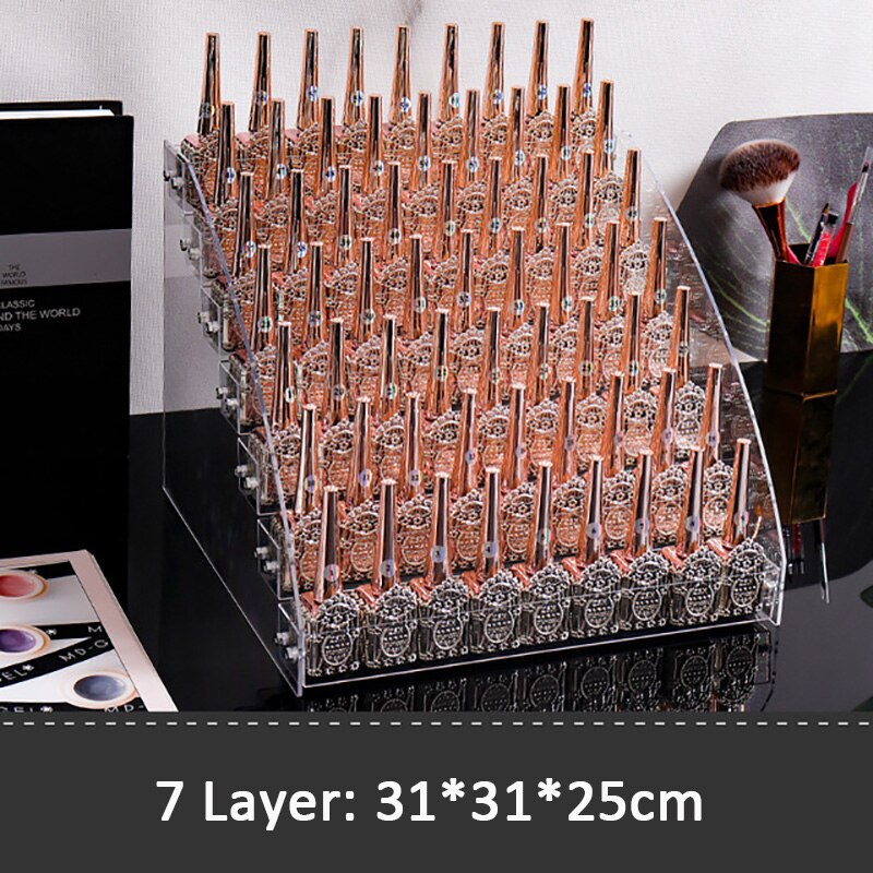 2-7 lags neglelak organizer akryl neglelak display stativ kosmetisk læbestift opbevaringsboks manicure værktøj opbevaringsboks