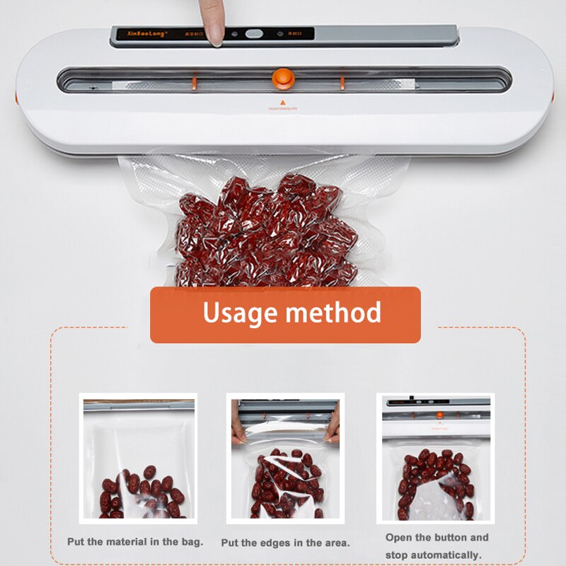 Best Electric Vacuum Sealer Machine With 10pcs 220V/110V Food Saver Bags Household Automatic Food Vacuum Packaging Machine