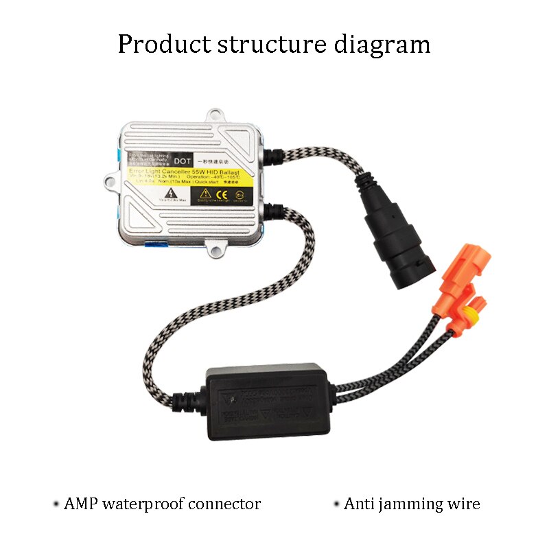 Ballast au xénon Hid 55W 12V, Ballast électronique à allumage de bloc 55w, Ballast numérique mince Hid pour kit HID Xenon H7 H4 H1 H3 H11 1 pièce