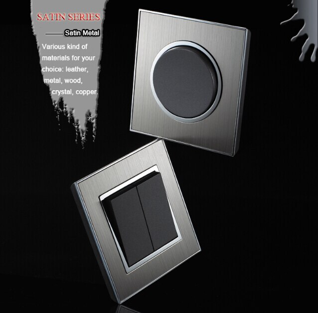 Luxury Double 13A Wall UK Socket Panel Satin Metal Frame 146 Standard 13A UK Wall Socket, Electric Outlet AC110-250V