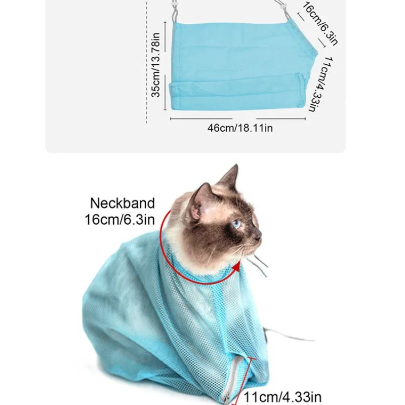 Kat badtas, ademend gaas anti-kras kat bruidegom badtas verstelbare kattenverzorgingstas voor baden nagel trimmen