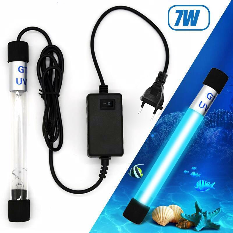 Stérilisateur à lampe UV étanche, filtre Submersible à lumière ultraviolette, nettoyeur d&#39;eau pour Aquarium 5/7/9/11/13W: 7w EU Plug