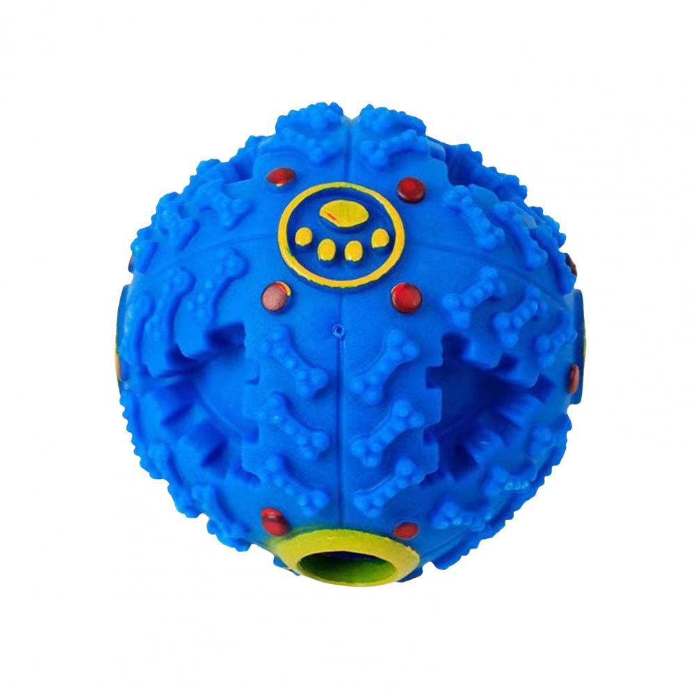 Bola de golosina para perros, juguete para masticar Dental chirriante, alimentador interactivo para mascotas, bola para masticar para perros, dispensador de alimentos, juguete para moler dientes: S / Azul
