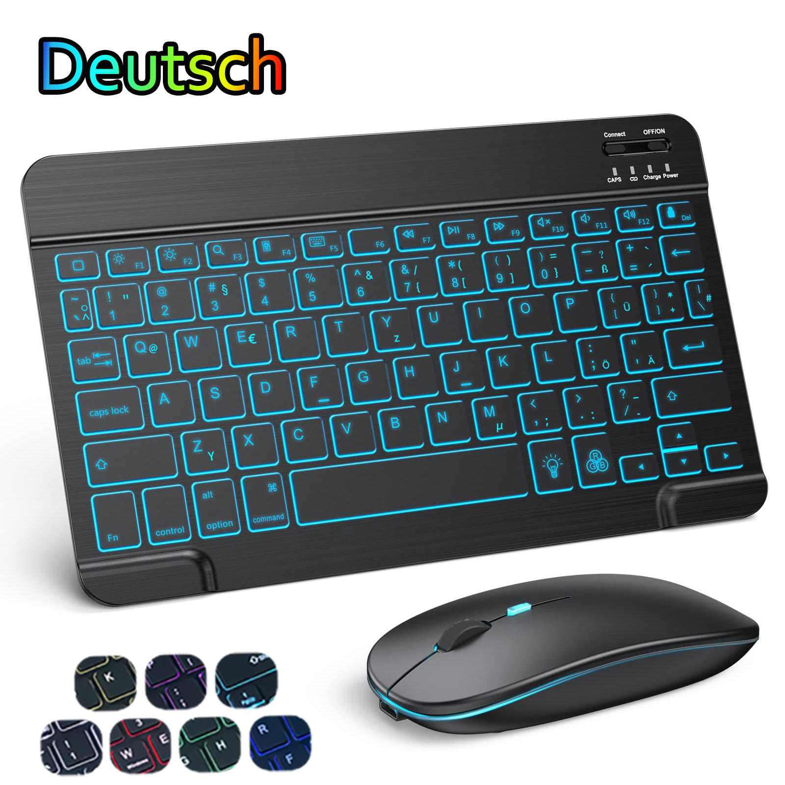 10-inch verlicht voor iPad-toetsenbord en muis Bluetooth-toetsenbord met achtergrondverlichting voor IOS Android Windows Draadloos toetsenbord en muis: Roze