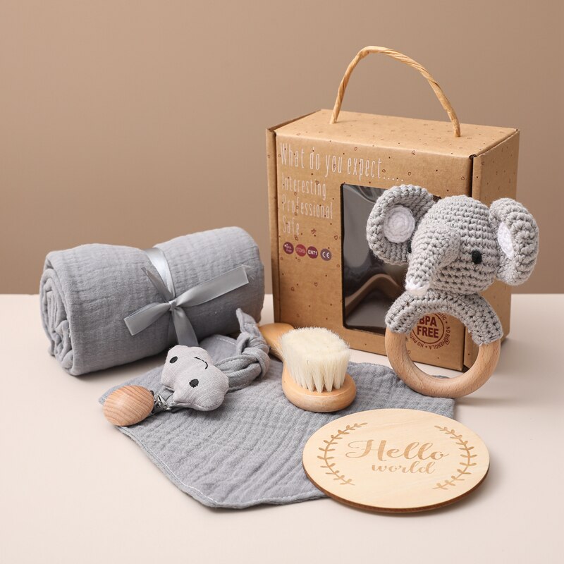 Lassen sie Machen 1einstellen Baby Zeug Schlecht Handtuch Baumwolle Decke Pinsel Produkte Für freundlicher Spielzeug Häkeln Rassel Kasten Weihnachten präsentieren: Grau