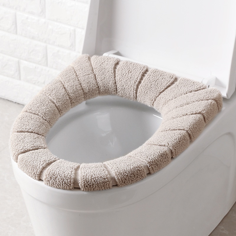 de funda cómoda para asiento de inodoro de terciopelo Coral, funda de invierno para inodoro, funda de asiento para el hogar, funda de asiento
