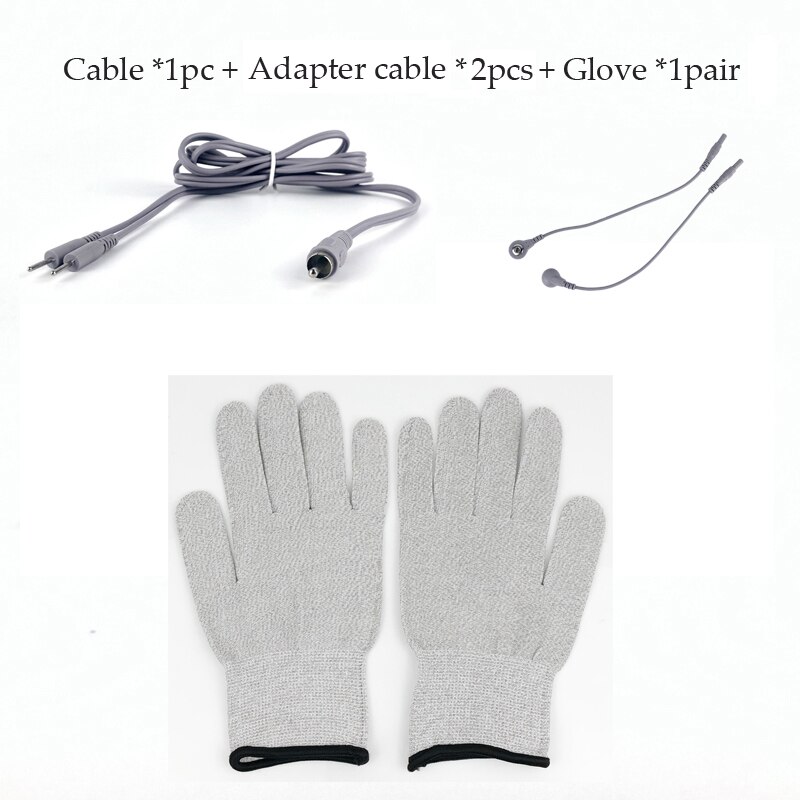 Ems Magische Handschoen Met 1.5M Knop Kabel Elektriciteit Geleidende Gezicht Body Magic Therapeutische Apparatuur Schoonheid Handschoenen: Zilver