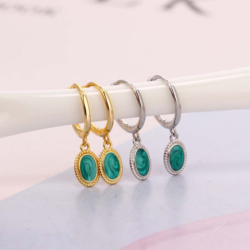 Goud Zilver Kleur Geometrische Pave Green Zirkoon Opknoping Oorbellen Voor Vrouwen Luxe Chic Bohemian Party Sieraden Pendientes 2022