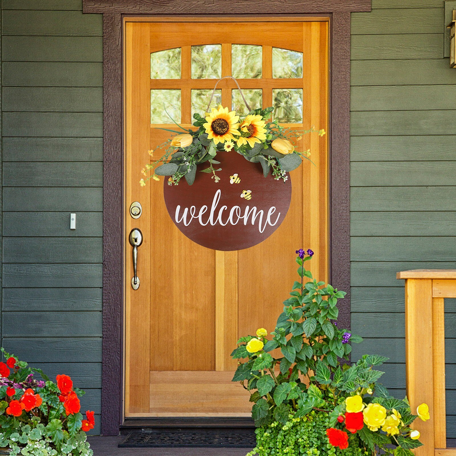 The Letter Garlands Welcome Door Decoration Modern Style Flower Bee Wreath Holidays Door Hanging Accessories