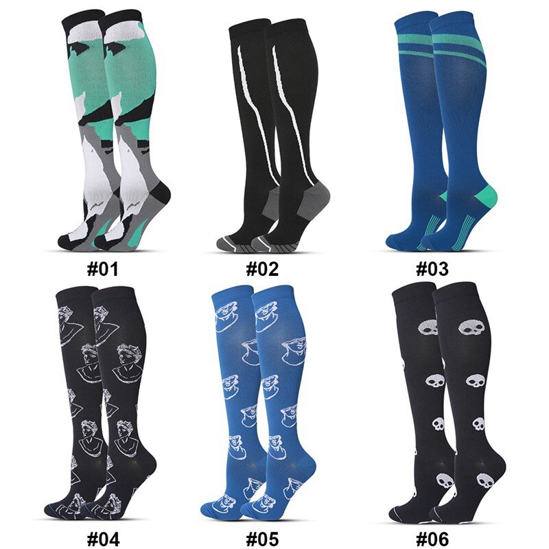 Long tube sports Wear-resistant Compression Socks Women Men Knee High/Long Printed Polyester Nylon Hosiery Footwear Accessories