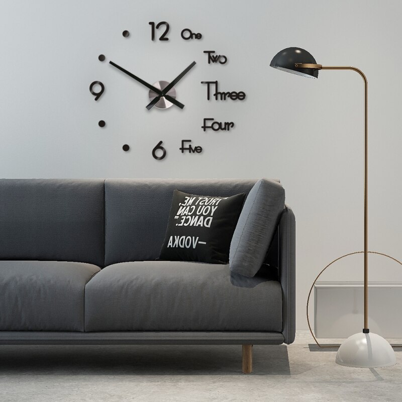 1PC moderne grande horloge murale autocollant muet numérique 3D Stickers muraux pour salon maison bureau décoration