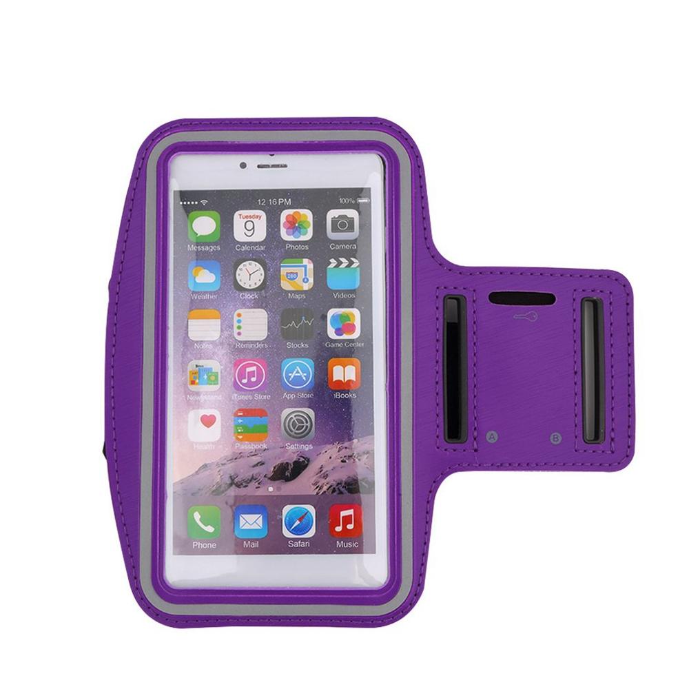 Waterdichte hardloop-jogging-sport-neopreen armband hoes met reflecterende strip voor iphone 6 plusarm heren anti-klop: Paars