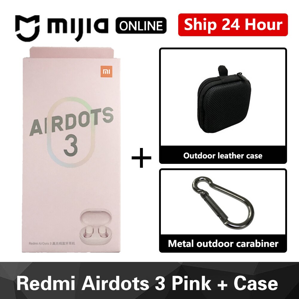 Xiaomi Redmi AirDots 3 Wireless Bluetooth 5,2 Schnelle Lade Kopfhörer Stereo Bass Mit Mic Freisprecheinrichtung Mi Earbuds Für iPhone: Pink add Case