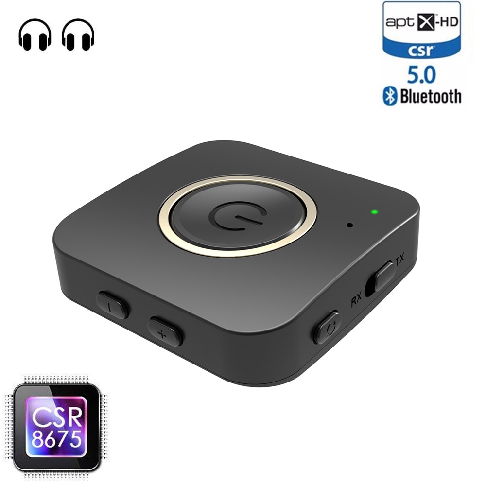Double Connection Bluetooth 5.0 A2DP Aptx HD low latency stereo handsfree Aux 3.5mm music transmitter receiver TV audio Adapter