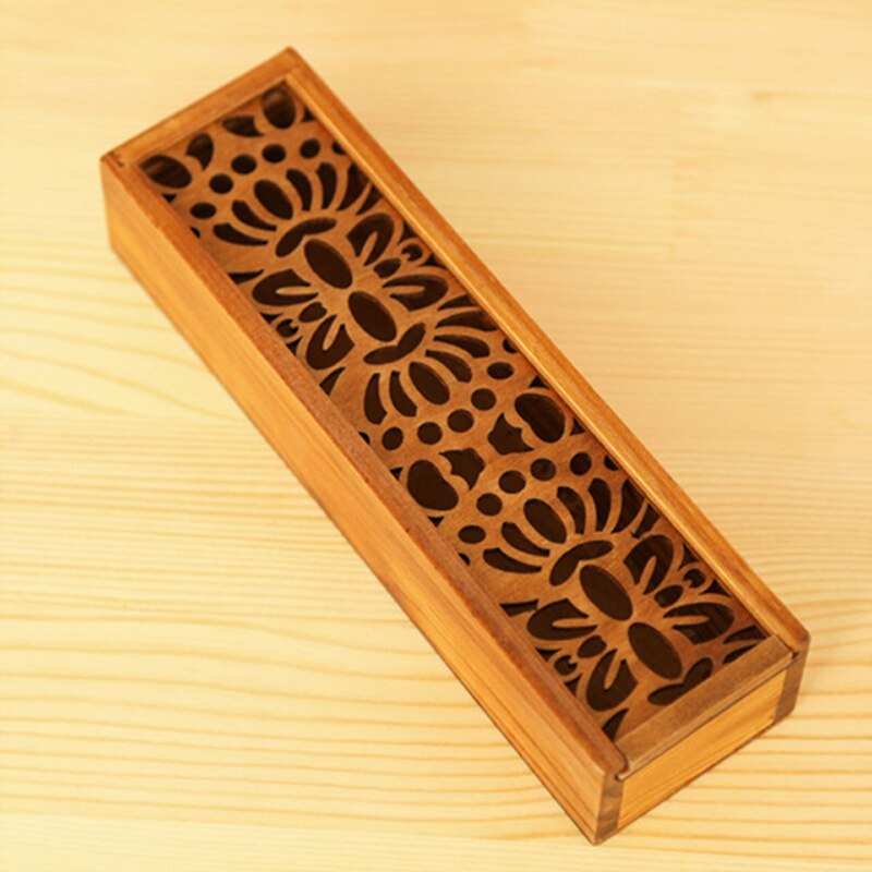 Wooden Hollow Office Desk Storage Box For Pencil Case Jewelry Stationery Storage Box Cosmetic Organizer Desk Accessories: C