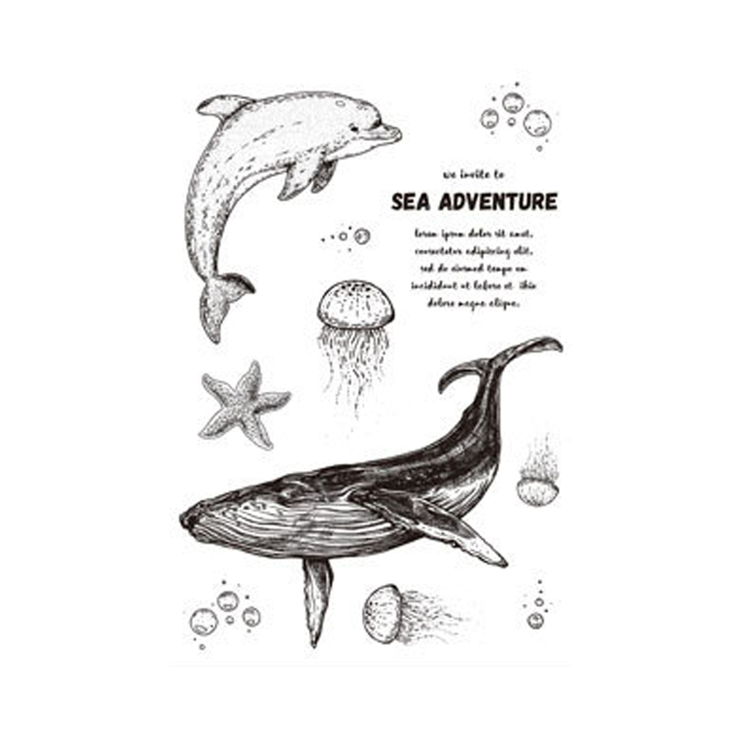 Animals Insect Clear Stamps Whale Deer Rubber Stamps Seal for DIY Scrapbooking Photo Album Decorative Template Crafts Stamps: SE154