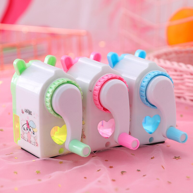 Sacapuntas de mano Kawaii, papelería para material escolar