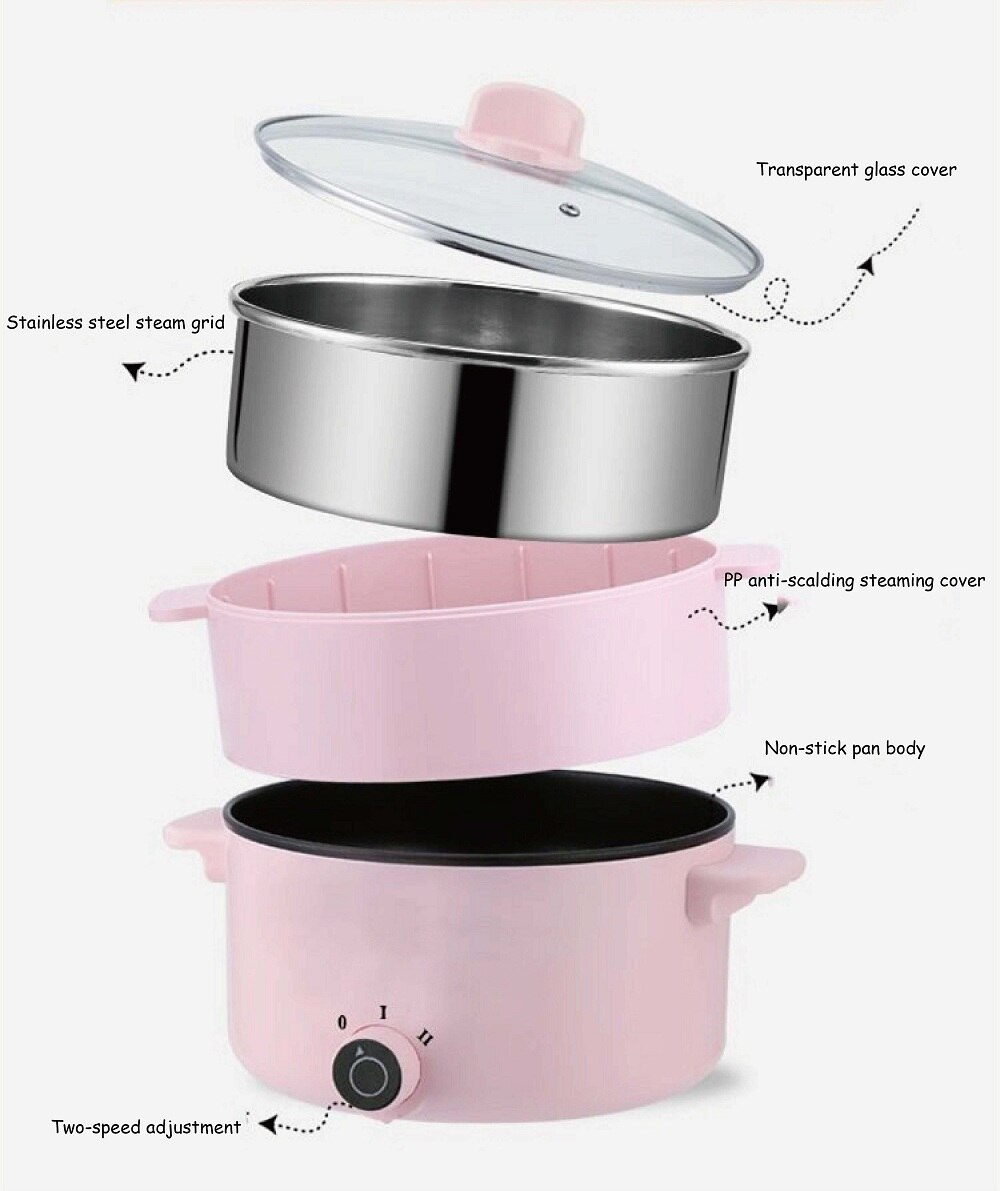 2.5L electric skillet low power student pot electric pot cooking pot 2-6 people frying pan
