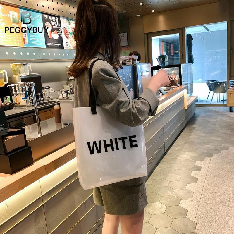 Bolso de compras transparente para mujer, bolso portátil de gelatina holográfica, bolso de playa transparente de PVC, bolso de hombro para mujer, bolsos de viaje para la playa