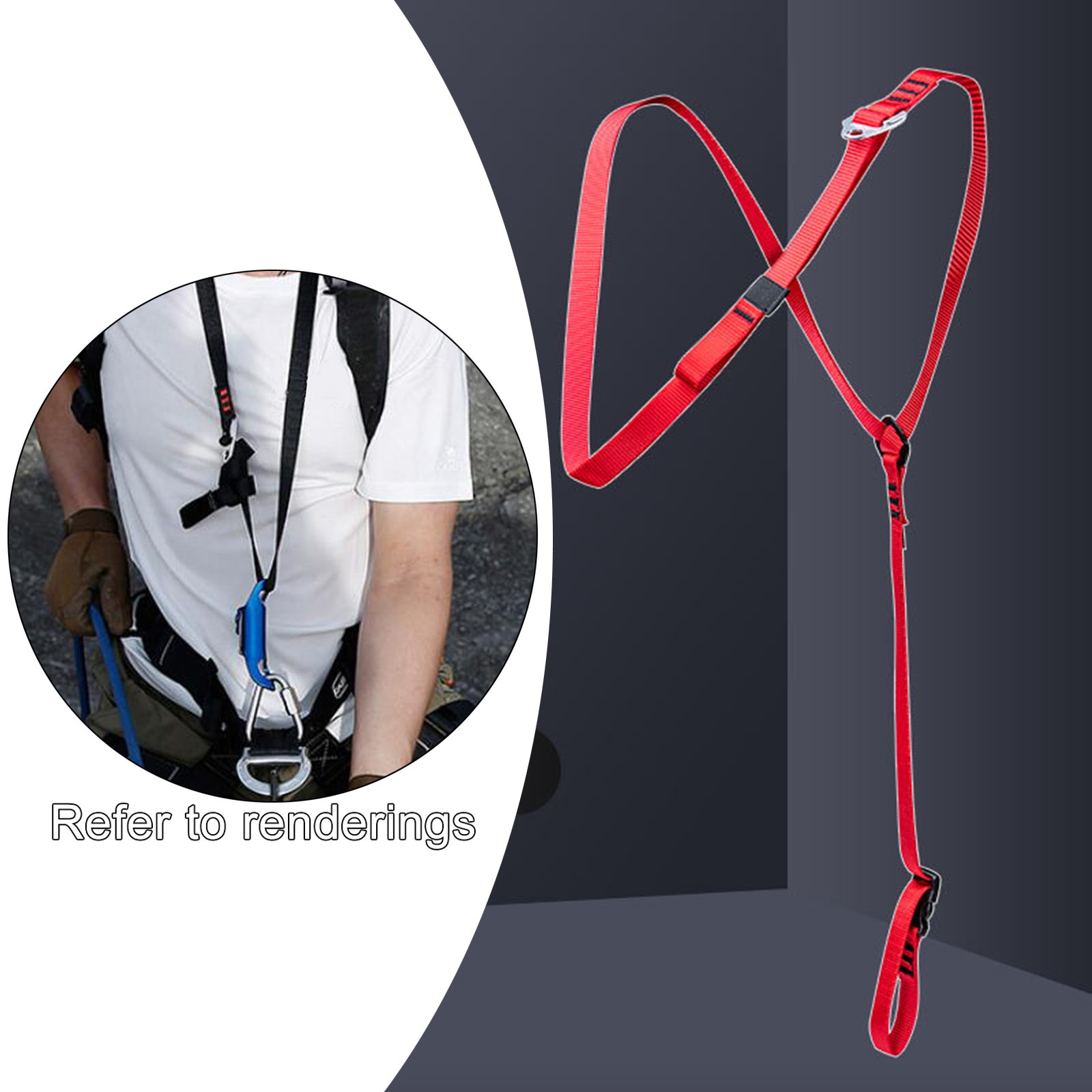 Lightweight Climbing Chest Ascender Caving Shoulder Strap Sling Webbing Adjustable Aerial Work Harness Device Equipment