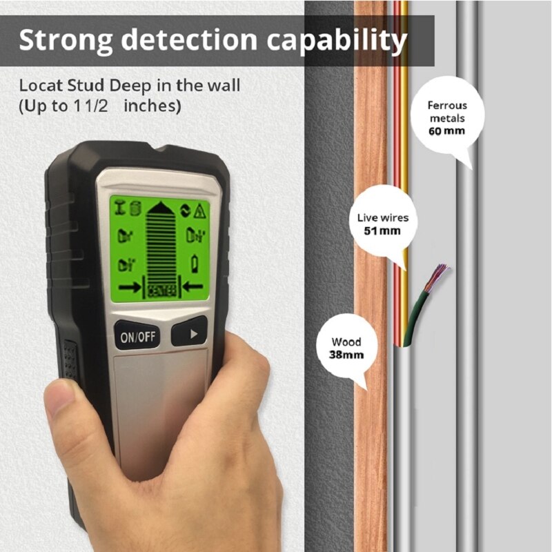 Easyover Metal Detector Digital Plasterboard Wall Metal Pipes Rebars Wood Cable Wire Scanner LCD Eoutil Stud Finder AC Indicator