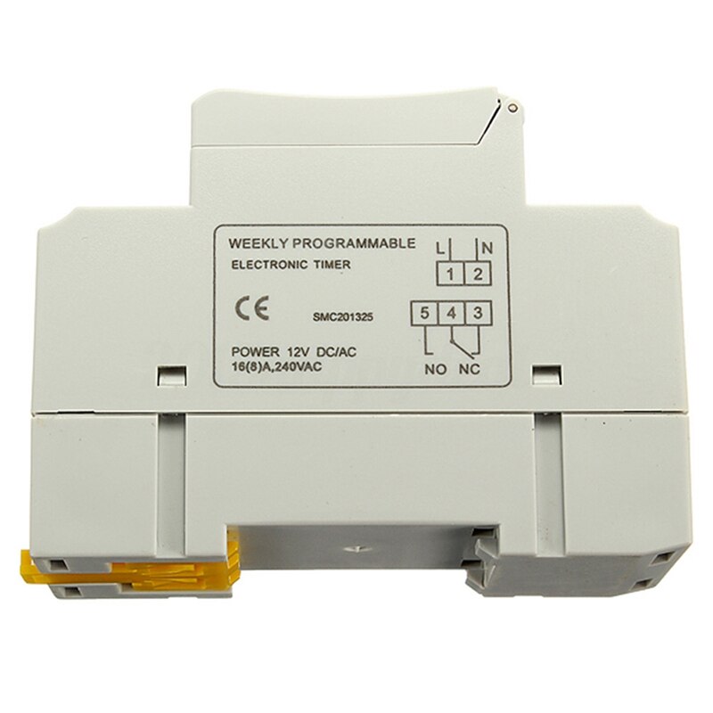 Din Rail Tijdrelais Schakelaar Digitale Lcd Programmeerbare Timer Dc 12V 16A