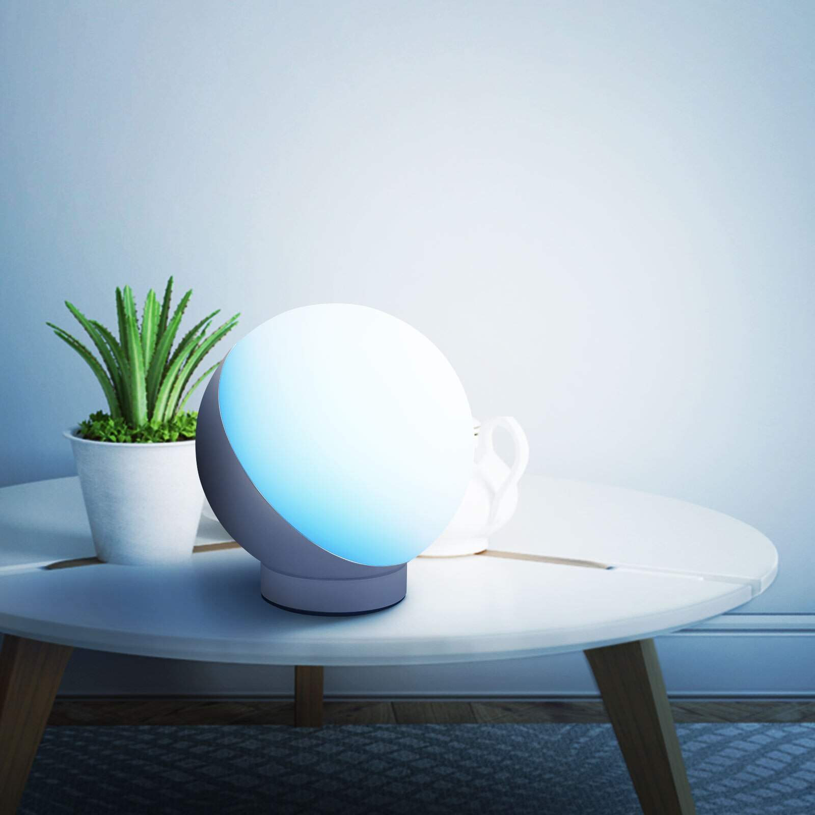 Wifi Desktop Lamp Aluminiumlegering Bal Vorm Verstelbare Muziek Actieve Anti-Uitglijden Nachtkastje Led Voice & Remote Controlling Lamp