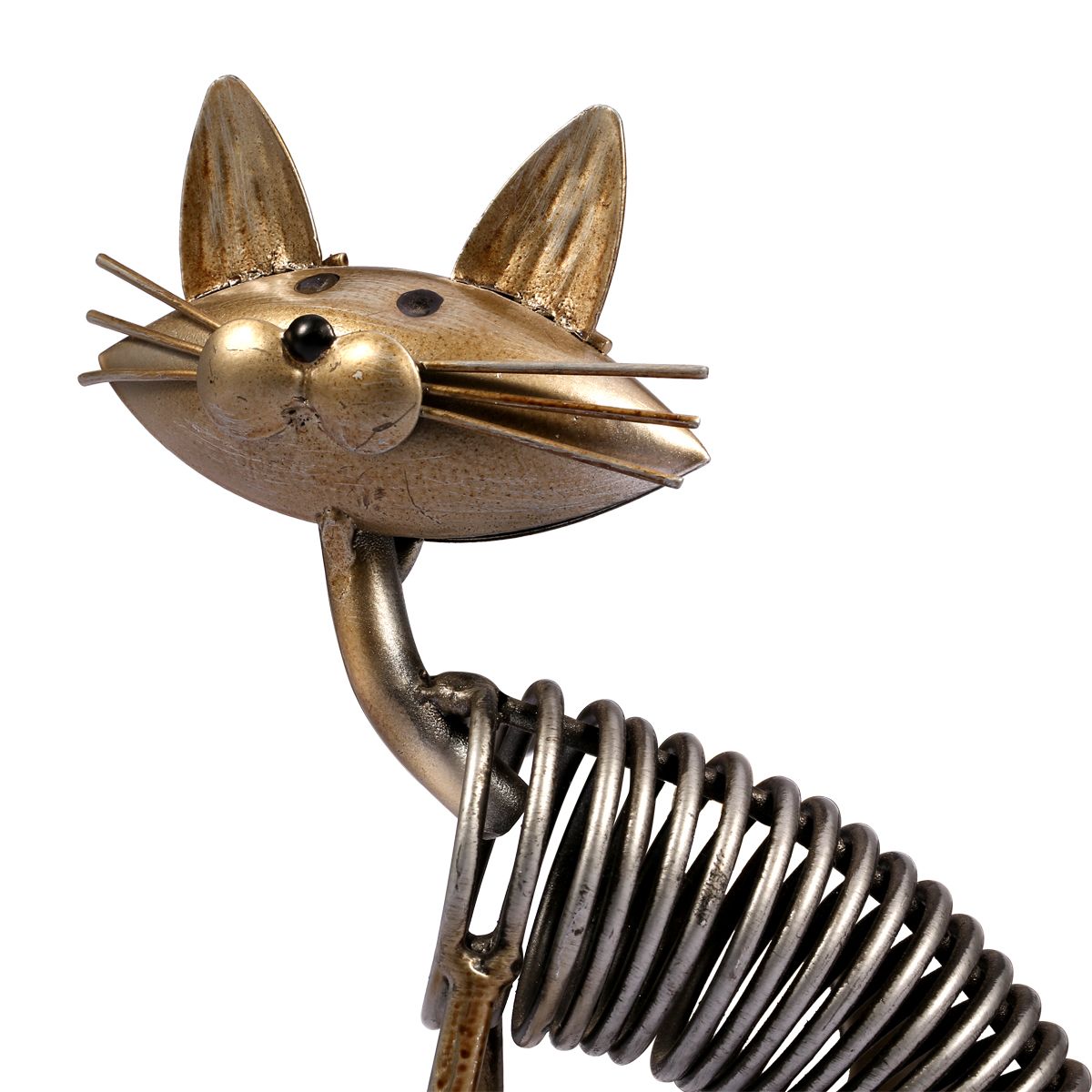 Escultura de Metal para gato, artesanías de hierro hechas con resorte, adornos de decoración para el hogar, sala de estar y oficina