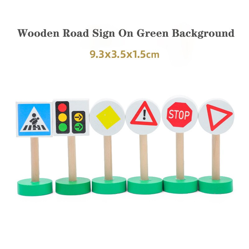 Wooden Railway Train Track Accessories Tree Wooden Track Combination Scene with All Kinds Road Educational Toy Building Blocks: WJ-JM-12-205