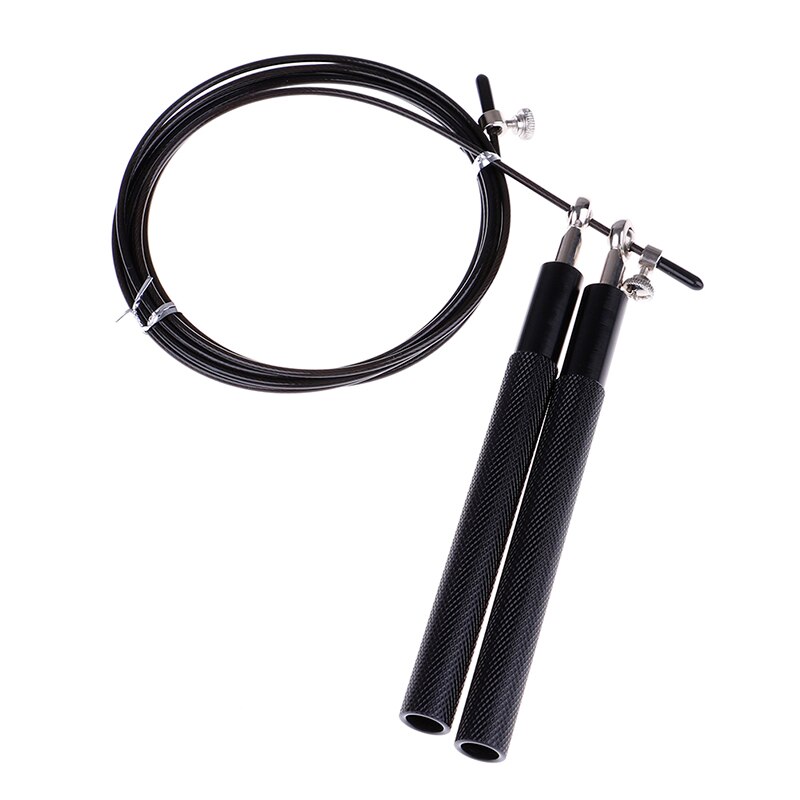 8 Colors Sport Speed Jump Rope Ball Bearing Metal Handle Skipping Stainless Steel Cable Fitness Equipment: Black