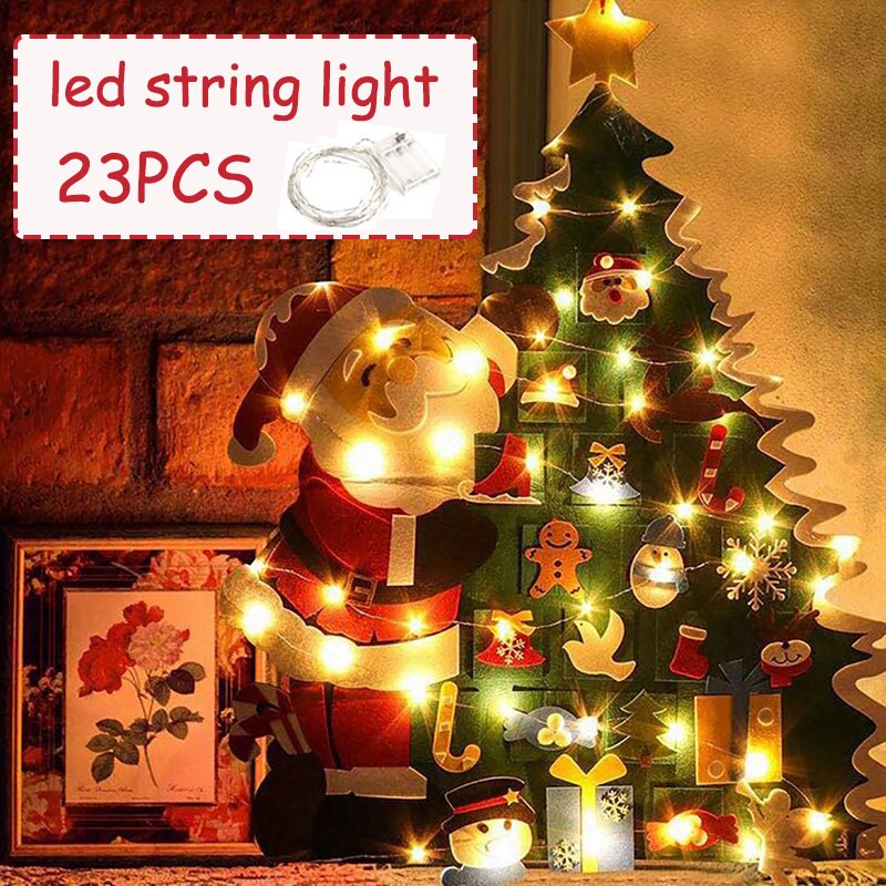 Artigianato fai-da-te LED albero di natale decorazioni di buon natale per la casa ornamento di natale regali di natale Navidad babbo natale capodanno: 23PCS With light
