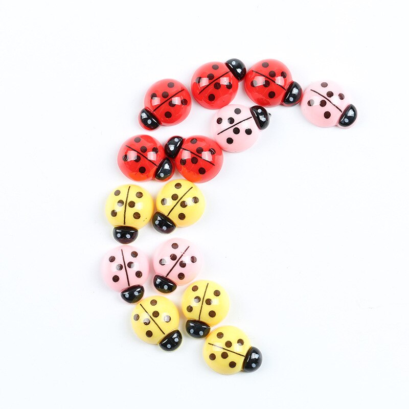 10Pcs/Set Resin Red Yellow pink ladybug Mini Craft Garden Ornaments Bonsai Micro Landscaping Home Decor Accessories Garden Decor