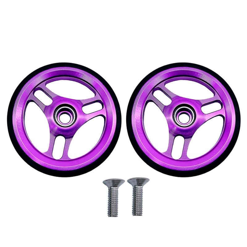 Folding Bike Easy Wheel Aluminum Alloy Easy Wheel 60Mm With Bolt For Brompton Folding Bike: Purple