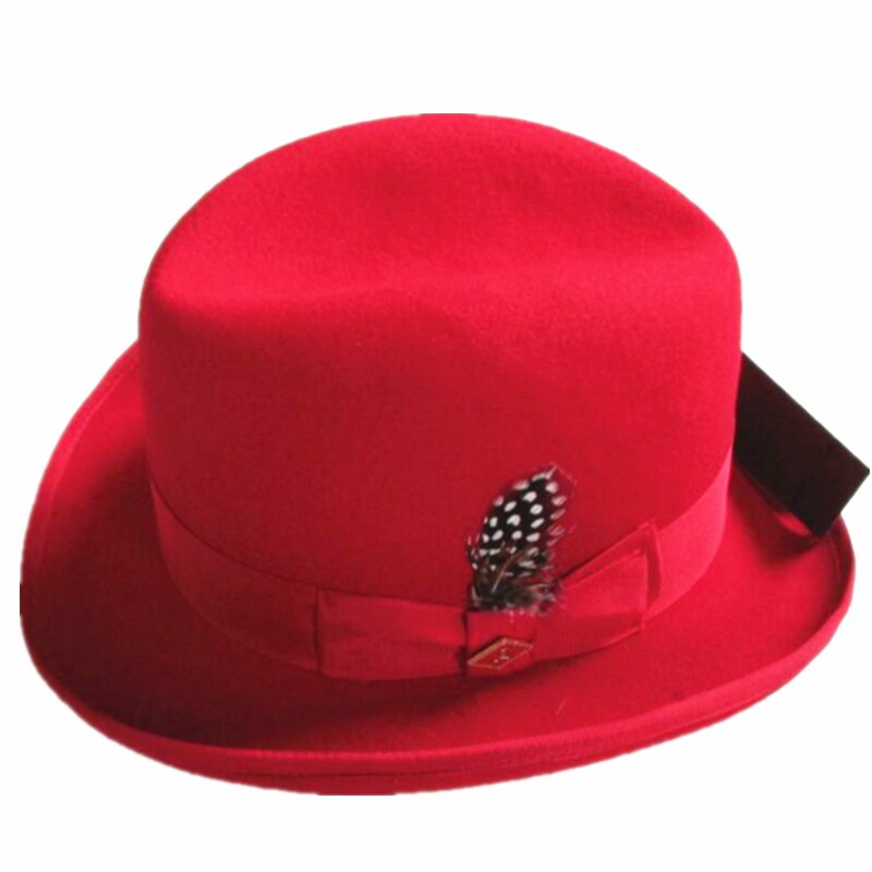 Red Wool Felt Homburg Fedora Hat / Godfather Hat