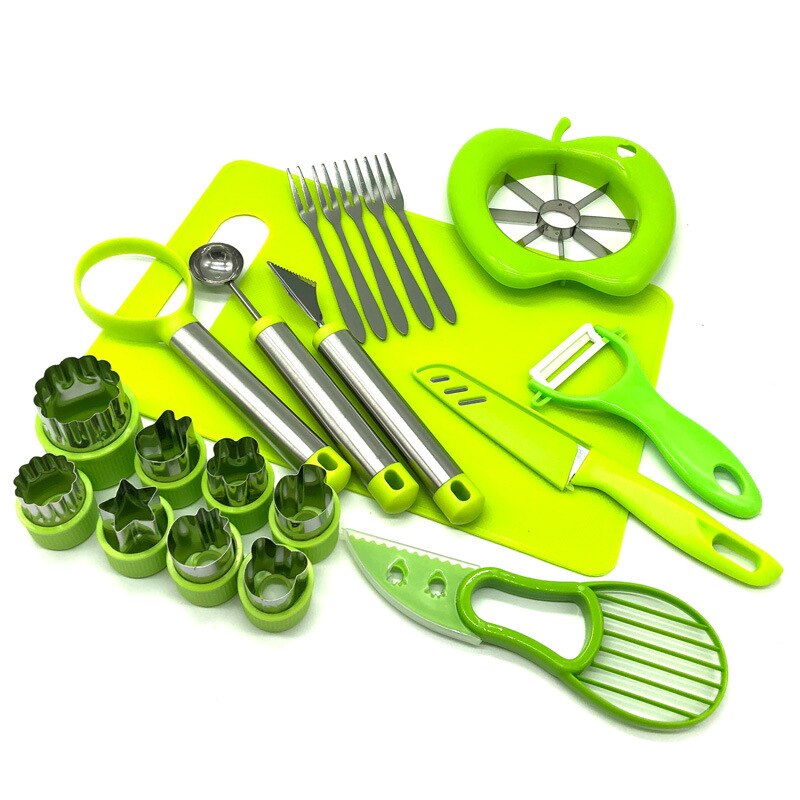 Juego de moldes para cortar frutas y verduras, utensilios de cocina para decoración de alimentos, cortador, rebanador de pasteles, cuchillo para tallar fruta, 5 uds./11 Uds./21 Uds.