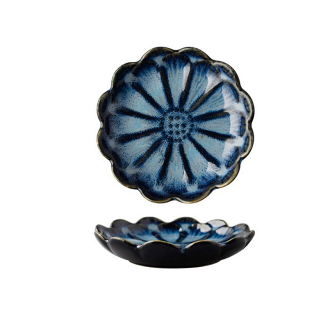 Plato pequeño de cerámica con forma de flor, plato de salsa de estilo europeo original para vinagre, sabor a soja, utensilios de cocina: 5