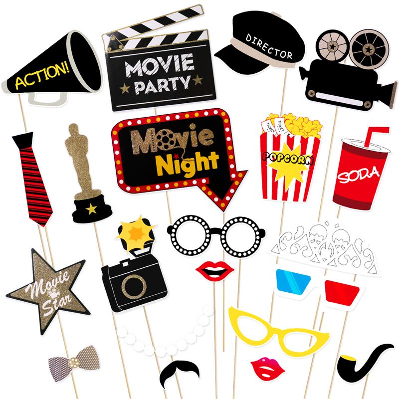 21Pcs Hollywood Style Party Mask Photo Props Bachelorette Party Wedding Decor Mustache Birthday Party Supplies