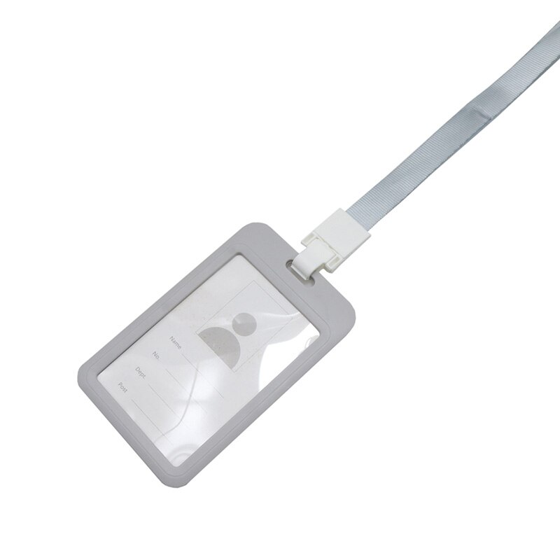 Bärbar färgglad anställd plast id-korthållare namnmärke snodd halsband personal personal kort kontor & pappersvaror: 1 st grå