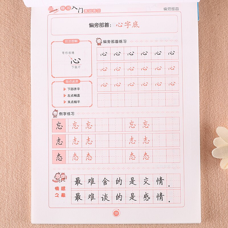 Writing Chinese Copybook Kaishu Basic Exercises for Introductory Regular Script Radicals to Learning Chinese Calligraphy Modian
