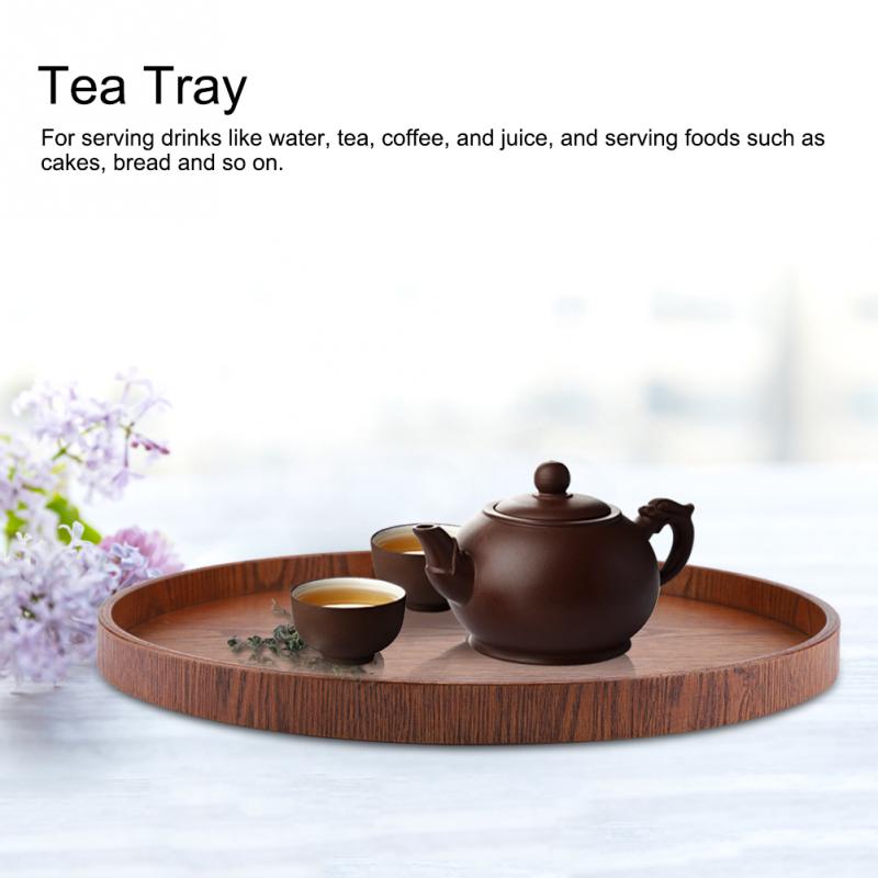 Ronde Vorm Massief Hout Thee Koffie Snack Voedsel Maaltijden 37.5 Cm Dienblad Plaat Restaurant Trays Mode Chinese Stijl theewaar