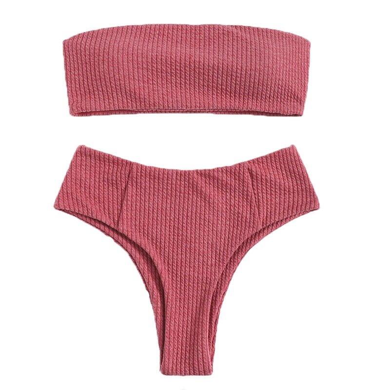 Vrouwen Strapless Bikini Sexy Bandeau Bikini Set Twee Stuk Badpak Off Schouder Badpak Met Gevoerde Vrouwelijke Strand Bikini