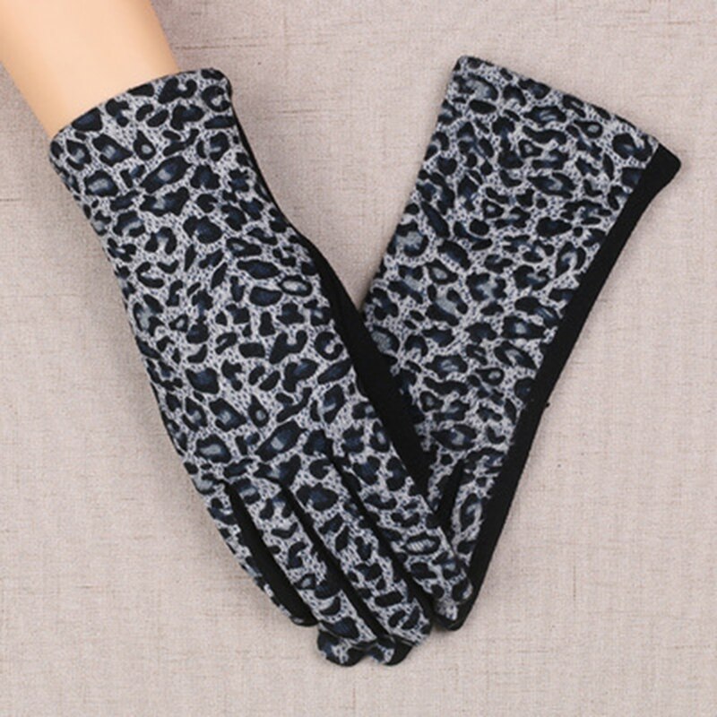 Kvinders vinter leopard handsker tynde kashmir varme fuldfinger touch screen handsker kvindelige uld varme  k11 #39: Blå sort