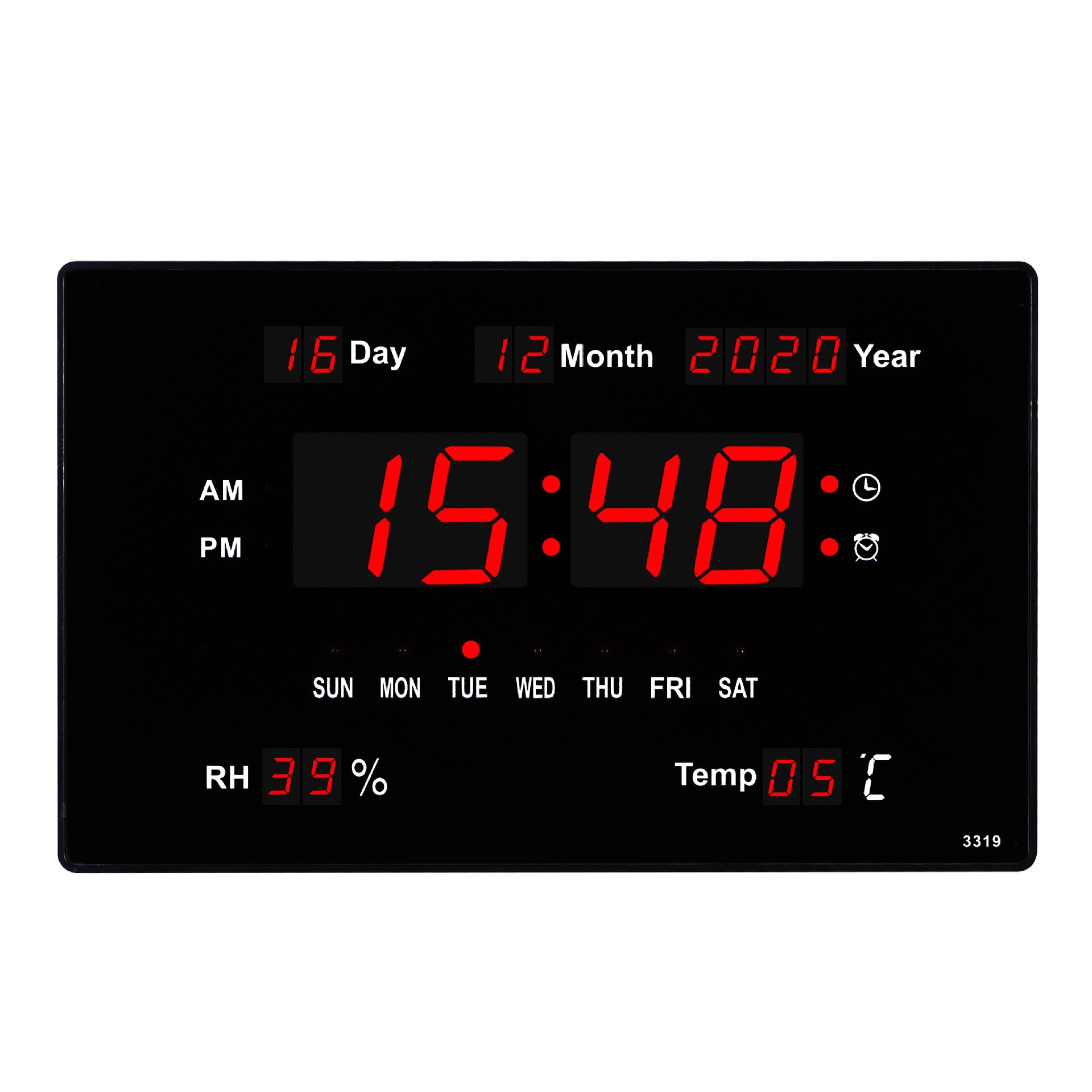 Digital Home LED Clock Temperature Humidity 24 Hours Display LED Digital Wall Clock Desktop Alarm for Kids Room