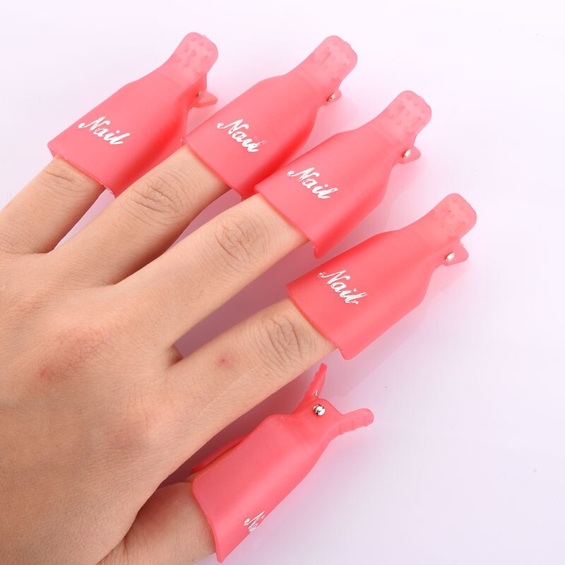 Fulljion 10 stuks = 2set Kleurrijke Plastic Nail Art Losweken Cap Clip UV Nail Gel Polish Remover Wrap voor Nail beauty Tools